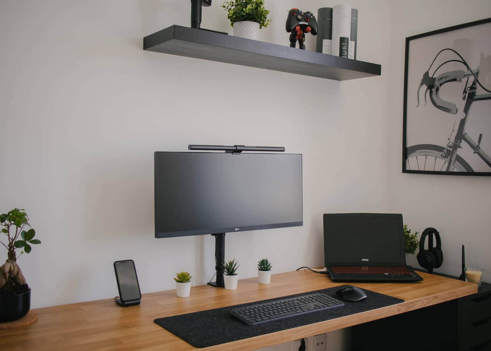 Study desk with a monitor and notes