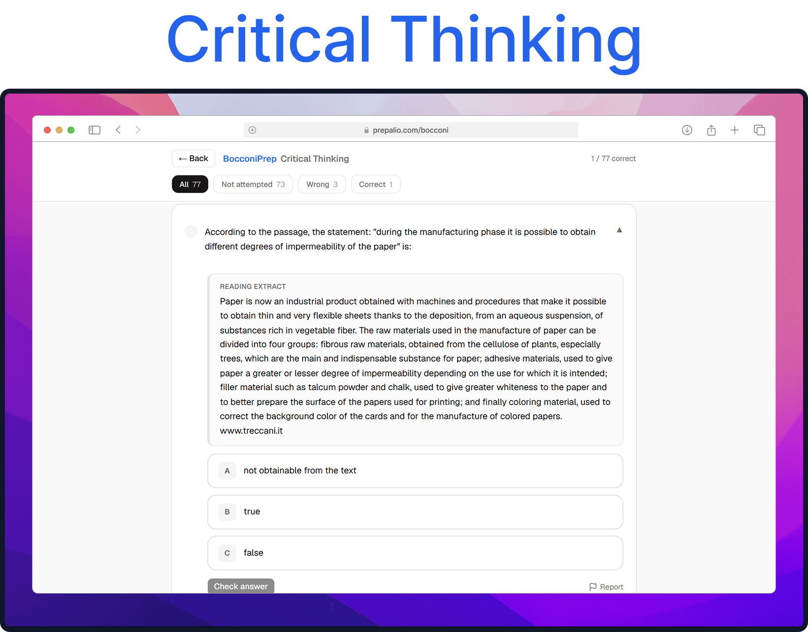 Critical thinking practice question